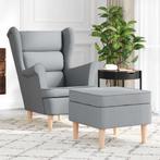 vidaXL Fauteuil met voetenbankje stof lichtgrijs, Verzenden, Nieuw