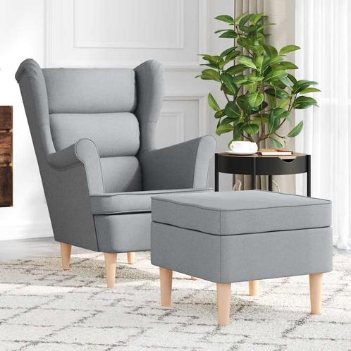 vidaXL Fauteuil met voetenbankje stof lichtgrijs, Huis en Inrichting, Fauteuils, Nieuw, Verzenden