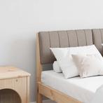 vidaXL Gestoffeerd hoofdbord Taupe 120 cm Massief grenenhout, Huis en Inrichting, Verzenden, Nieuw, Bruin, Hout