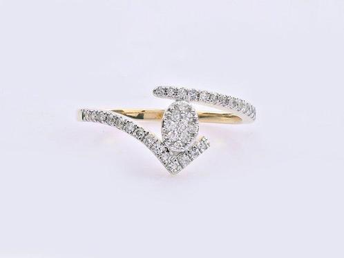 Ring - 14 karaat Geel goud - 0.25ct. tw. Diamant, Sieraden, Tassen en Uiterlijk, Ringen