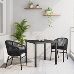 vidaXL 3-delige Tuinset - Zwart Poly Riet, Verzenden, Nieuw, Rotan, Tuinset