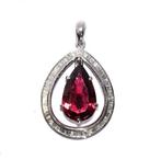 Hanger - 18 karaat Witgoud - 12.00ct. tw. Toermalijn -