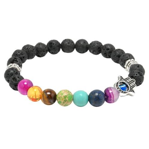 Fako Bijoux® - Buddha Armband - Reiki Hamsa - Lavasteen, Sieraden, Tassen en Uiterlijk, Armbanden, Verzenden