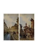 Italiaanse school (XX) - Vedute di Milano, Antiek en Kunst, Kunst | Schilderijen | Klassiek