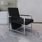 vidaXL Fauteuil met chromen poten kunstleer zwart, Verzenden, Nieuw