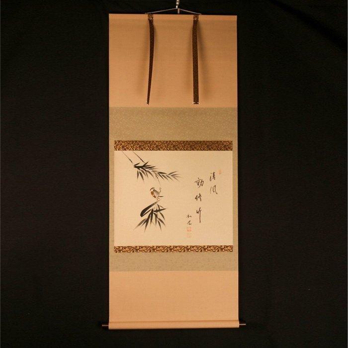 Spreeuw op Bamboe (Take ni Suzume) – Hangende scroll, Antiek en Kunst, Antiek | Overige Antiek