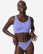 HEMA Damesstring katoen met kant blauw 3+1 gratis, Verzenden, Blauw