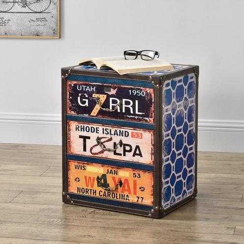 Commode U.S. met 3 lades 50x40x30 industrieel meerkleurig, Huis en Inrichting, Tafels | Bijzettafels, Verzenden