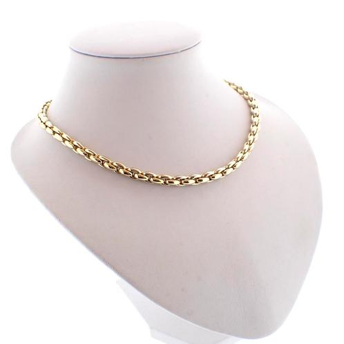 18 Krt. Bicolor gouden schakelcollier | 45 cm (witgoud), Sieraden, Tassen en Uiterlijk, Kettingen, Overige kleuren, Gebruikt, Goud