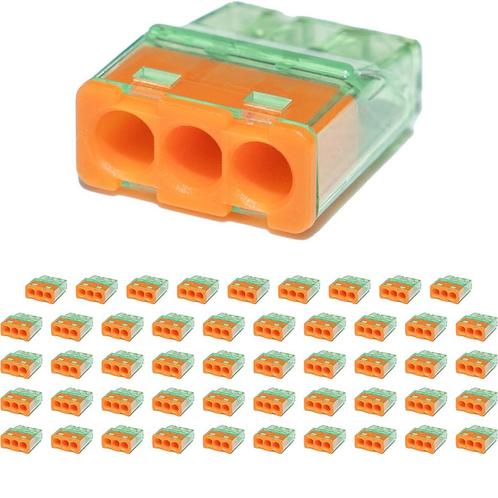 Lasklem - Vintex - 3 Polig - 0.2-2.5 mm2 - Oranje - 50 Stuks, Doe-het-zelf en Verbouw, Elektra en Kabels, Nieuw, Ophalen of Verzenden
