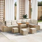 vidaXL Tuin Sofa Set met kussen 10 pcs Beige Poly riet, Tuin en Terras, Verzenden, Nieuw, Rotan