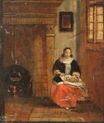 Franse school (XIX) - Interieur met dame