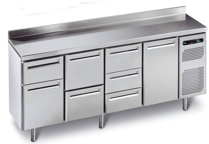 Geforceerde Koelwerkbank RVS met spatrand | 230 x 70 x 90 cm, Zakelijke goederen, Horeca | Keukenapparatuur, Verzenden