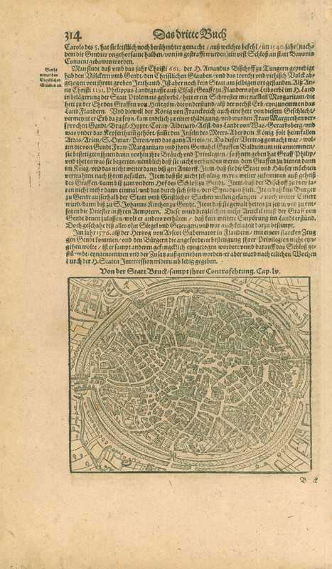 Stadsplattegrond van Bruges, Antiek en Kunst, Kunst | Etsen en Gravures