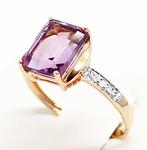 Zonder Minimumprijs - Ring - 14 karaat Geel goud Amethist -, Sieraden, Tassen en Uiterlijk, Ringen, Nieuw