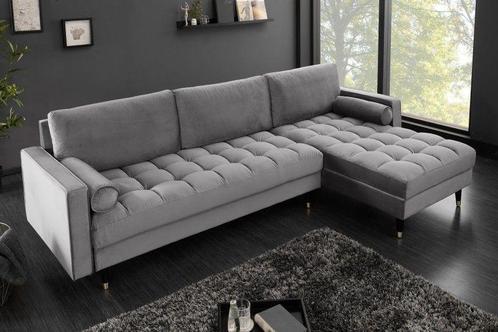 Elegante hoekbank COSY VELVET 260cm grijze fluwelen, Huis en Inrichting, Banken | Complete zithoeken, Ophalen of Verzenden