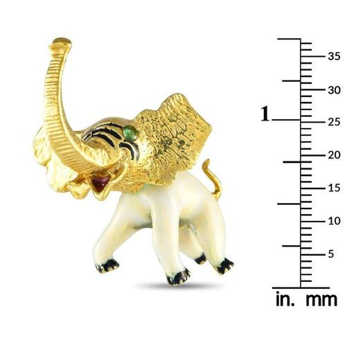 Broche - 14 karaat Geel goud, 14K geelgouden en emaille, Sieraden, Tassen en Uiterlijk, Antieke sieraden
