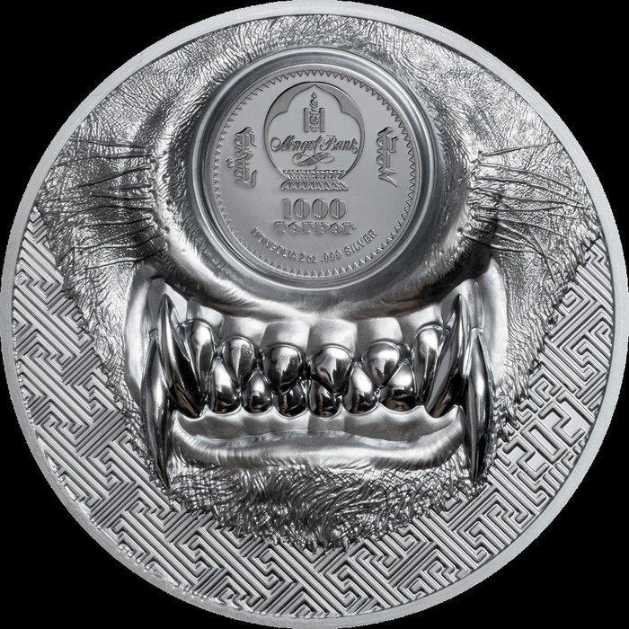 Mongolië. 1000 Togrog 2021 Mystic Wolf - 2 Oz - Black Proof,, Postzegels en Munten, Munten | Europa | Niet-Euromunten