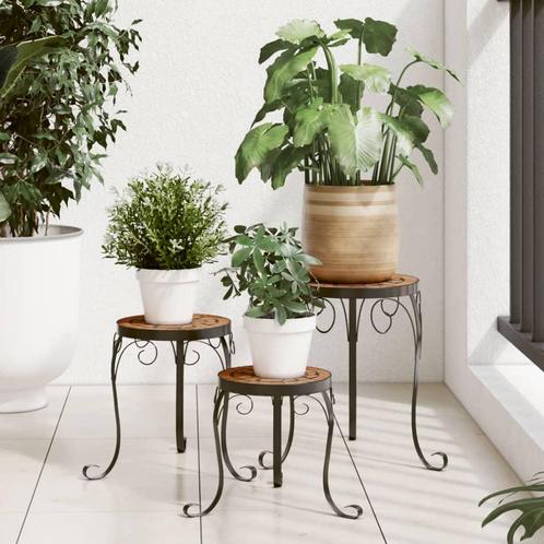 vidaXL Plantenstandaards 3 st keramiek terracottakleurig, Tuin en Terras, Overige Tuin en Terras, Nieuw, Verzenden