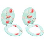 vidaXL Toiletbrillen met deksel 2 st flamingo MDF, Verzenden, Nieuw