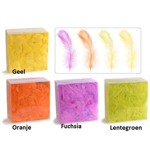 Veren Veertjes Oranje grote DOOS 20 gram Veren, Hobby en Vrije tijd, Knutselen, Nieuw, Ophalen of Verzenden