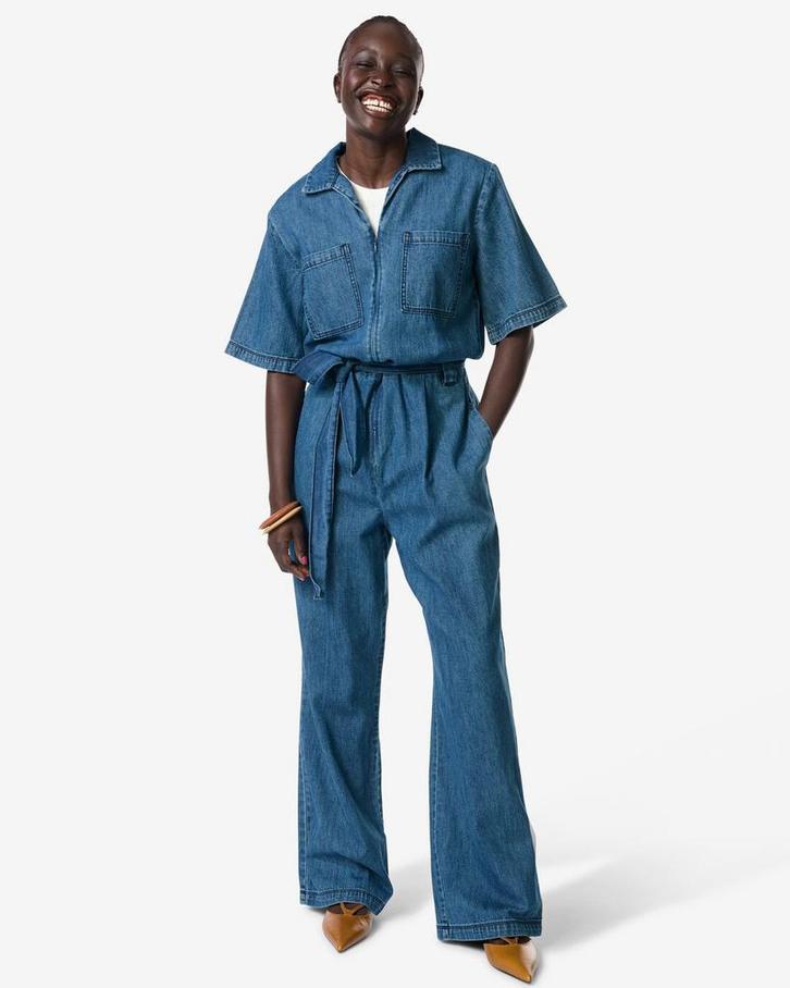 HEMA Damesjumpsuit Suzy denim middenblauw, Kleding | Dames, Overige Dameskleding, Nieuw, Verzenden