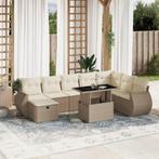 vidaXL 9-delige Loungeset met kussens poly rattan beige, Tuin en Terras, Verzenden, Nieuw, Rotan, Loungeset