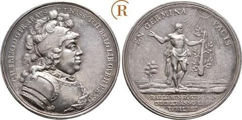 Zilver medaille auf den Frieden von Aachen 1748 Nederland..., Postzegels en Munten, Penningen en Medailles, Verzenden