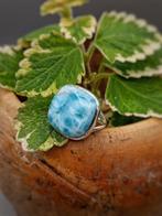Uniek stuk zilveren ring met Larimar van topkwaliteit 18x18-, Verzamelen, Mineralen en Fossielen