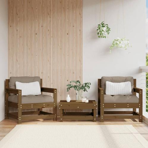 vidaXL Tuinstoelen 2 st met kussens massief grenenhout, Tuin en Terras, Tuinsets en Loungesets, Tuinset, Nieuw, Verzenden