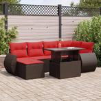 vidaXL 7-delige Loungeset met kussens poly rattan acacia, Verzenden, Nieuw, Rotan, Loungeset