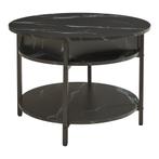 Salontafel Kandas rond marmerlook zwart en goudkleurig Ø70 c, Huis en Inrichting, Tafels | Salontafels, Verzenden, Nieuw