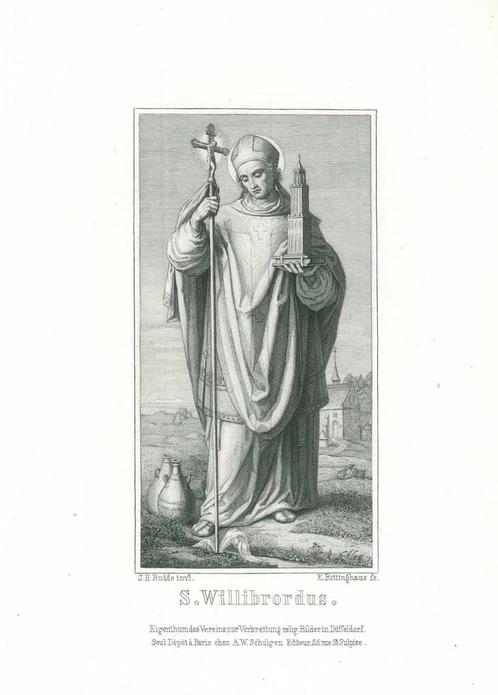 Portrait of Willibrord, Antiek en Kunst, Kunst | Etsen en Gravures