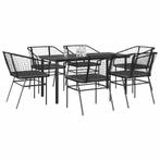 vidaXL 7-delige Tuinset met kussens poly rattan glas zwart, Tuin en Terras, Tuinsets en Loungesets, 6 zitplaatsen, Nieuw, Tuinset