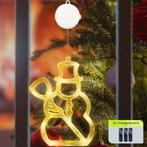 Kerstverlichting Raam Sneeuwpop met Bezem - 20x14cm -, Diversen, Kerst, Verzenden, Nieuw