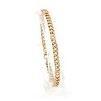 Gouden platte gourmetschakel armband met diamant; 0,25 ct..., Gebruikt, Overige kleuren, Ophalen of Verzenden, Met edelsteen