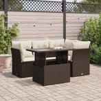 vidaXL 5-delige Loungeset met kussens poly rattan bruin, Tuin en Terras, Verzenden, Nieuw, Rotan, Loungeset