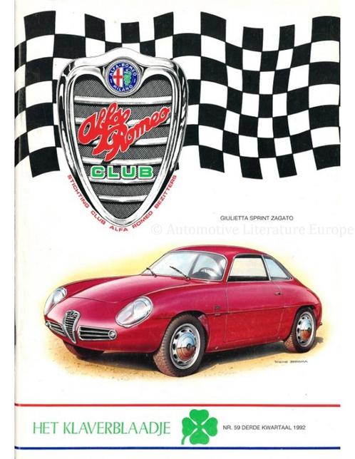 1992 ALFA ROMEO CLUB HET KLAVERBLAADJE 59 NEDERLANDS, Boeken, Auto's | Folders en Tijdschriften, Alfa Romeo