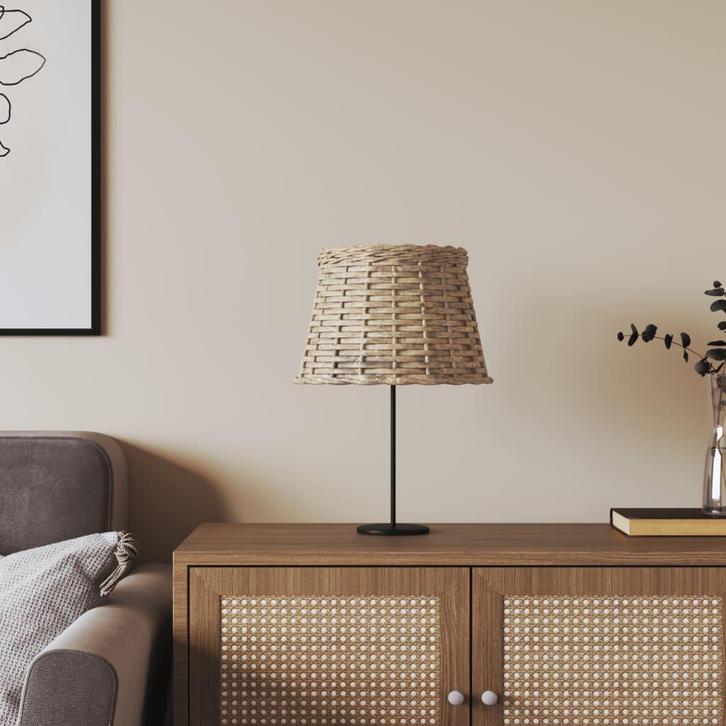 vidaXL Lampenkap Ø25x17 cm wicker bruin, Huis en Inrichting, Lampen | Lampenkappen, Bruin, Nieuw, Verzenden