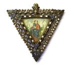Brons, Verguld, miniatuurschildering; emaille - Encolpion -, Antiek en Kunst, Antiek | Overige Antiek