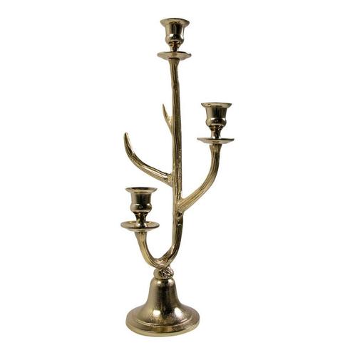 Kaarsen Standaard gewei goud 3 h48cm, Huis en Inrichting, Woonaccessoires | Overige, Verzenden