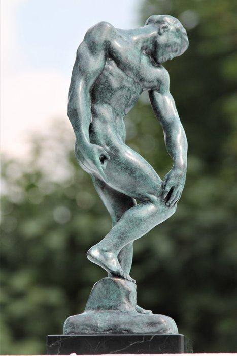 sculptuur, bronzen adam antiek groen gepatineerd - 30 cm -, Antiek en Kunst, Kunst | Designobjecten