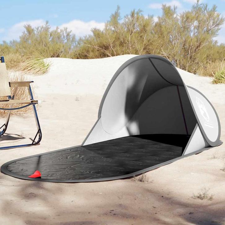 vidaXL Strandtent pop-up waterdicht grijs, Caravans en Kamperen, Tenten, Nieuw, tot en met 2, Verzenden