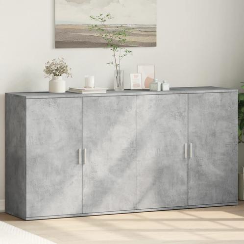 vidaXL Dressoirs 2 st 79x38x80 cm bewerkt hout betongrijs, Huis en Inrichting, Kasten | Dressoirs, 75 cm of meer, Nieuw, Minder dan 50 cm