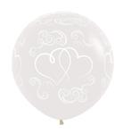 Ballonnen Crossed Hearts Crystal Clear 61cm 3st, Nieuw, Verzenden
