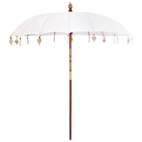 vidaXL Parasol Crème x 250 cm Katoen en massief hout, Tuin en Terras, Parasols, Nieuw, 2 tot 3 meter, Verzenden