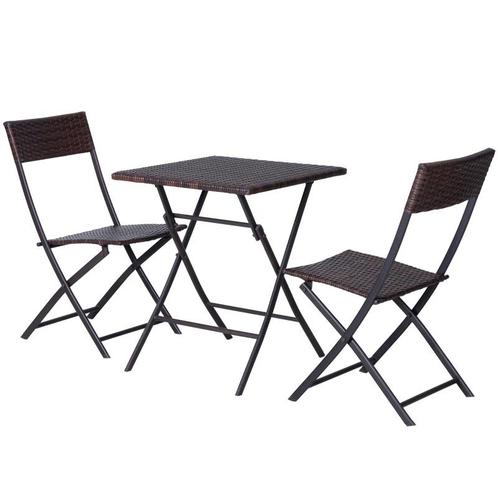 TRUUSK Bistroset Poly Rattan 3 Delig. Balkonmeubelset, Zitgr, Tuin en Terras, Tuinsets en Loungesets, Nieuw, Verzenden