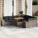 vidaXL 10-delige Loungeset met kussens poly rattan acacia, Tuin en Terras, Tuinsets en Loungesets, Verzenden, Nieuw, Rotan, Loungeset
