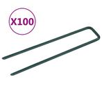 vidaXL Kunstgraspennen 100 st U-vormig ijzer, Doe-het-zelf en Verbouw, IJzerwaren en Bevestigingsmiddelen, Verzenden, Nieuw