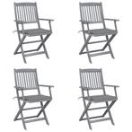 vidaXL Tuinstoelen 4 st inklapbaar met kussens massief, Verzenden, Nieuw, Hout